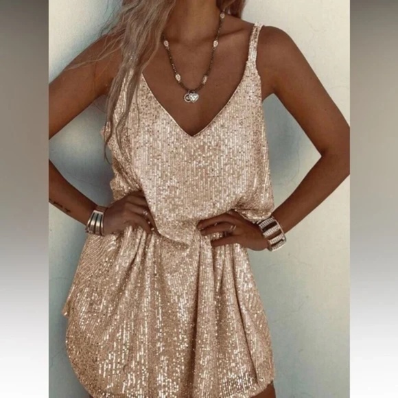 Luxe Sequin Tank party Evening Holiday Mini dress - Picture 1 of 13